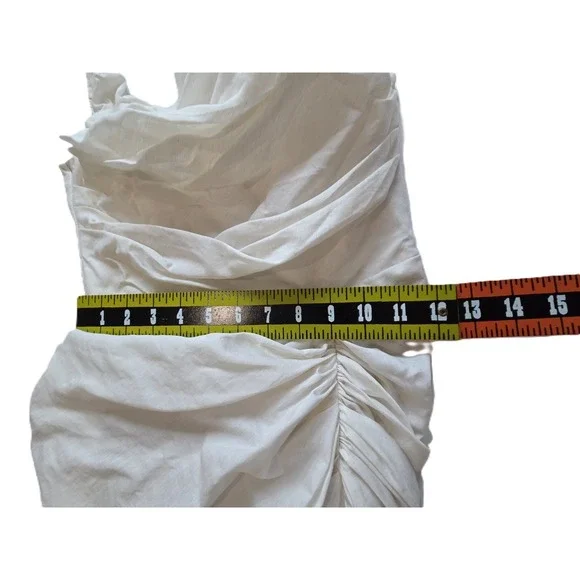 Chou Chou Women's Off-White Flattering Strapless Ruched Dress Lined Sz M - Picture 7 of 7